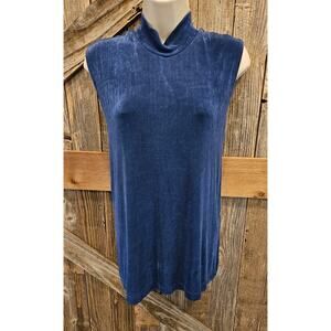 Jacket re-quired blue Acetate sleevless XL layering top shirt blouse ^